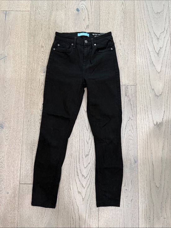 7 For All Mankind Denim - Black Women's High-Rise Skinny Cropped Jeans